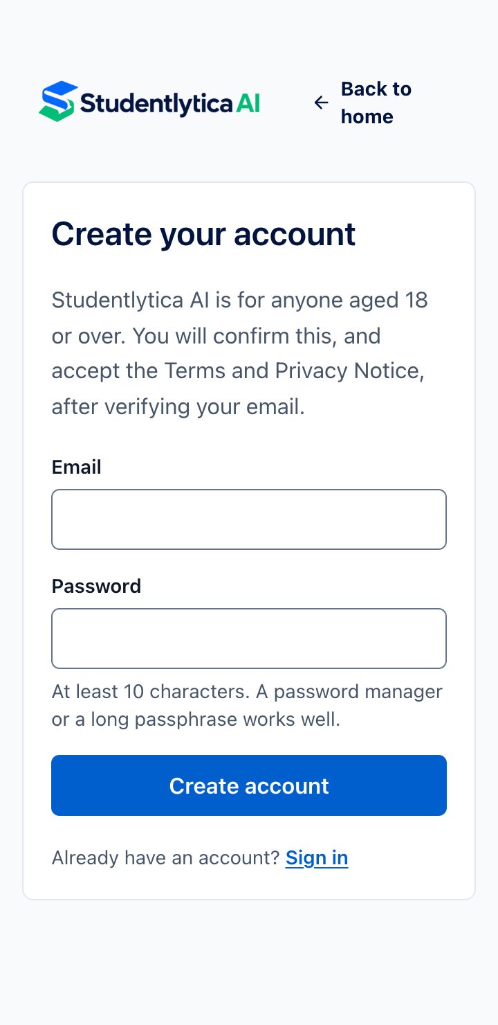 The Create your account page on a phone